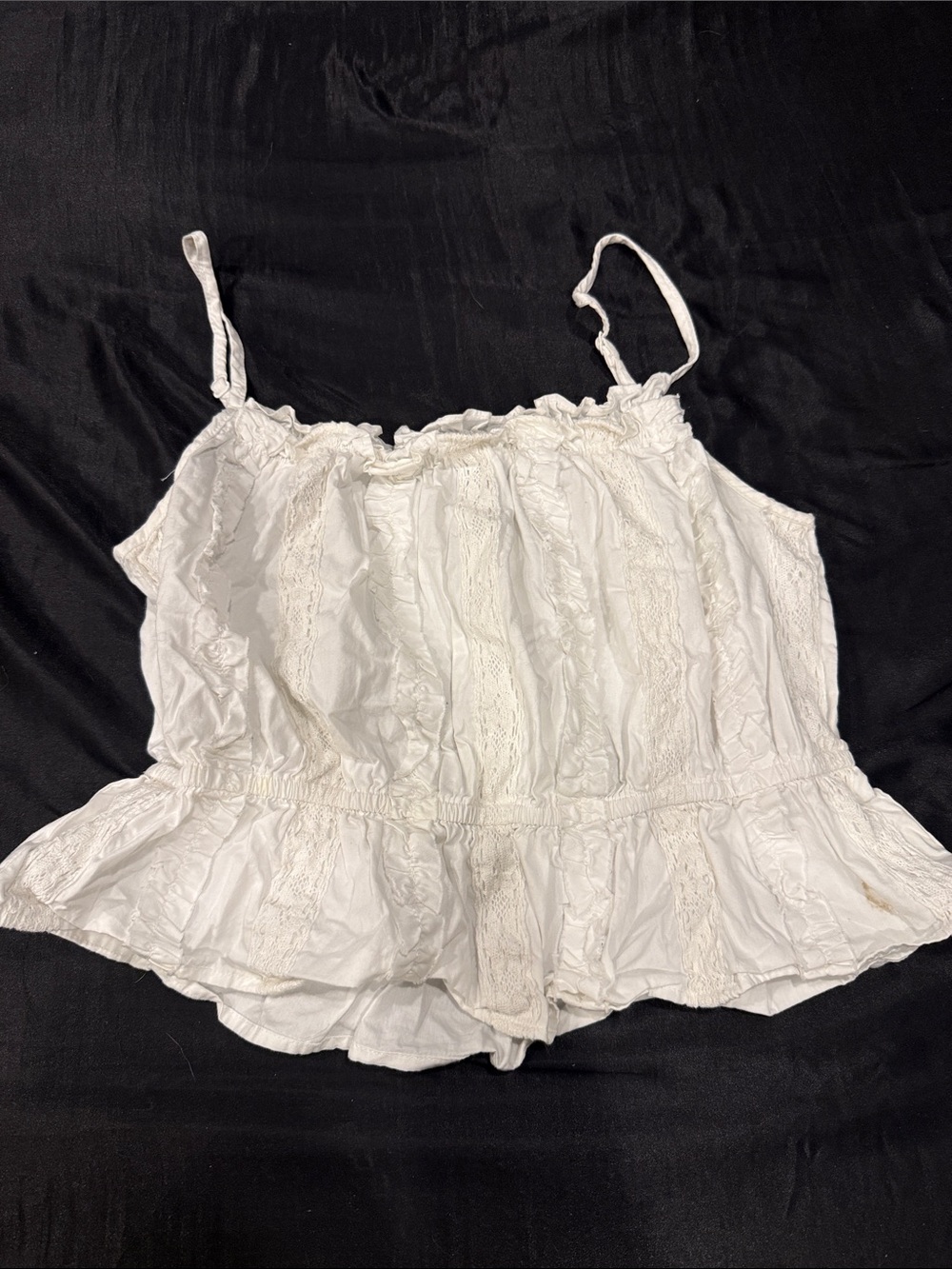 White Lace-Trim Smocked Tank Top